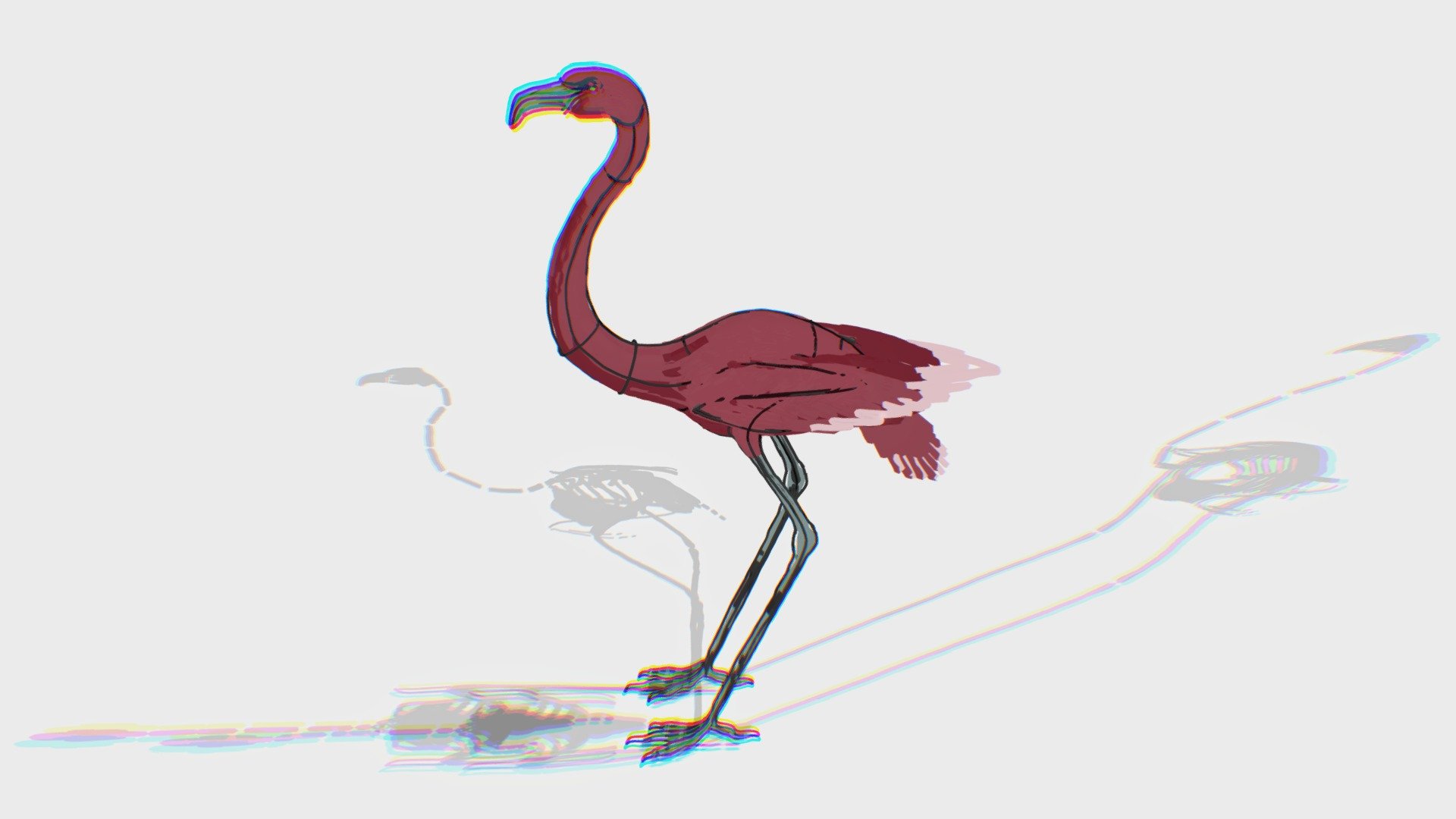 Flamingo and its shadows.... yi hi hi - Flamingo - 3D model by sy-kim 3d model