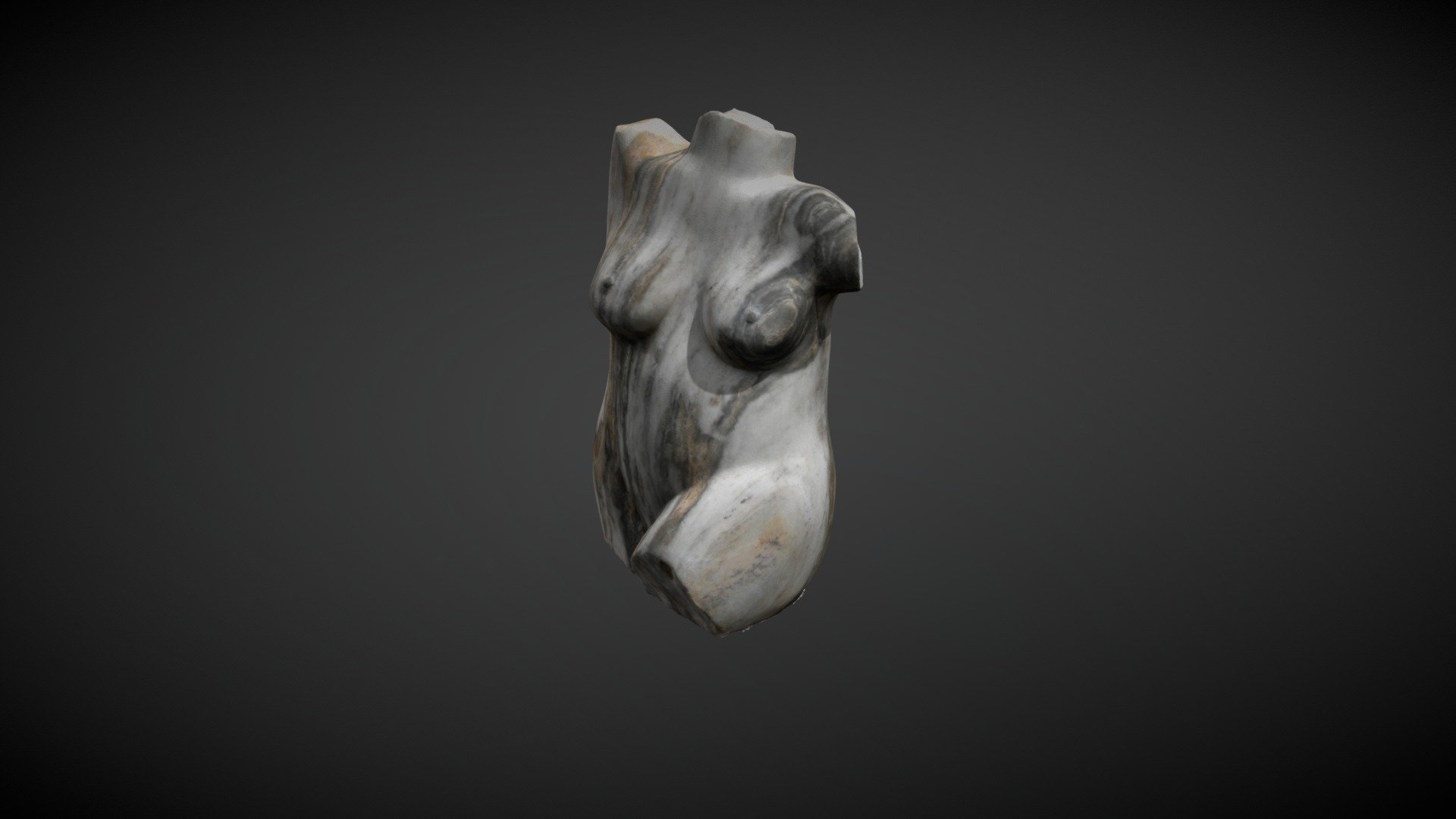 Torso sculpture made out of stone by artist and realized into 3D model. For more information message me or visit Logniture.com - Woman Torso Sculpture in Stone - Buy Royalty Free 3D model by Logniture 3d model