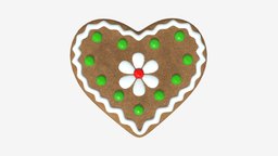 Gingerbread cookie 05 food, cookie, christmas, cracker, baked, holiday, gingerbread, ginger, biscuit, 3d, pbr, model
