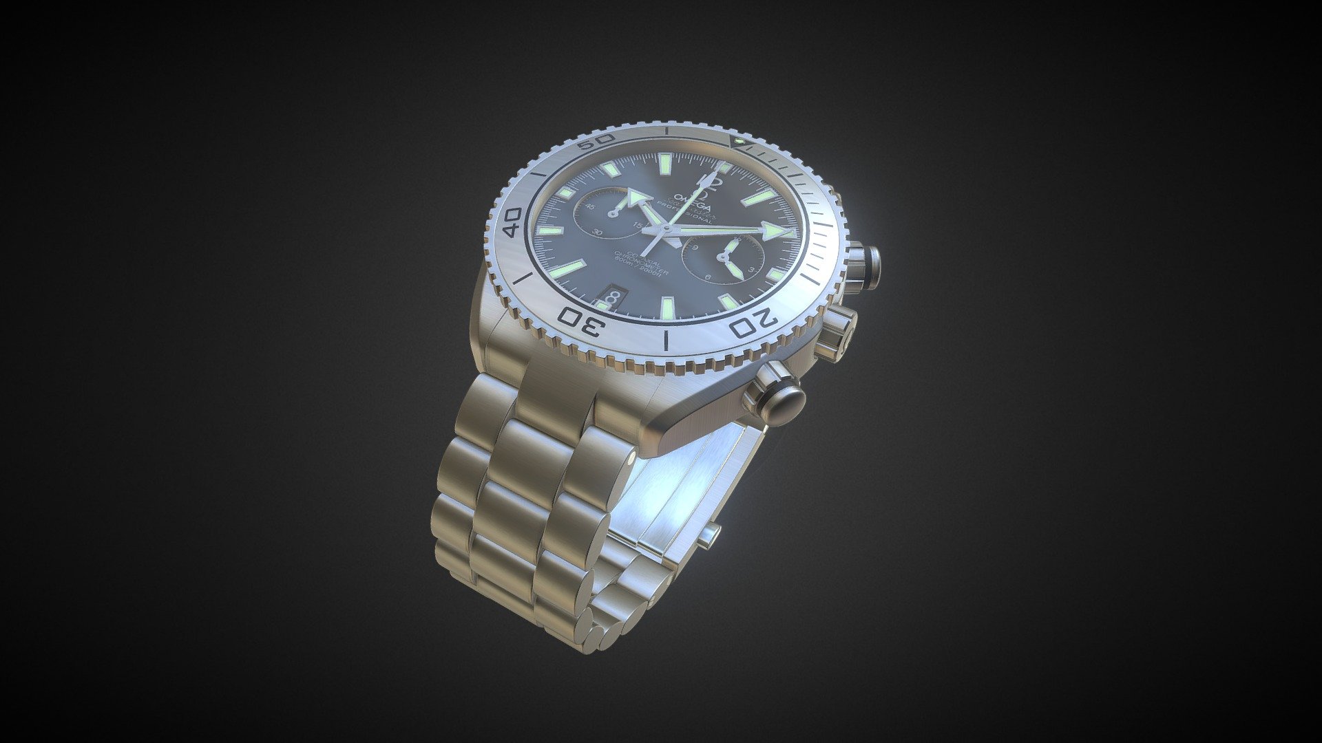 omega sea master  wrist watch modelled in 3ds max and textured in substance painter - omega watch - 3D model by melvinx 3d model
