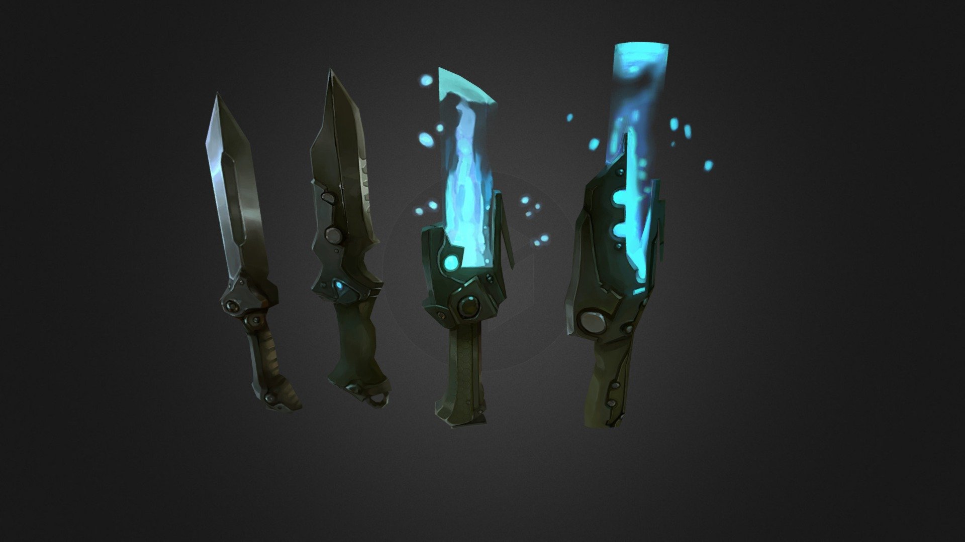 Did these for fun during the noob challenge over at polycount.com. Concept by Pavel Savchuk (http://sobaku-chiuchiu.deviantart.com/art/knives-268058844) 3d model