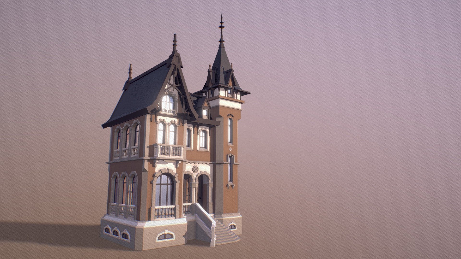 Victorian Mansion













Low - poly model.















Faces: 21 106







Verts: 22 153







Tris: 42 776















Made in Blender.


 - Victorian Mansion - 3D model by Larolei Low Poly (@strix567) 3d model