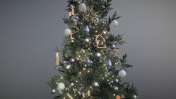 Christmas tree in scandi style tree, eco, christmas, detailed, realistic, decorations, spruce, fir, newyear, boho, garland, christmas-tree, scandi, interior, christmas-decorations