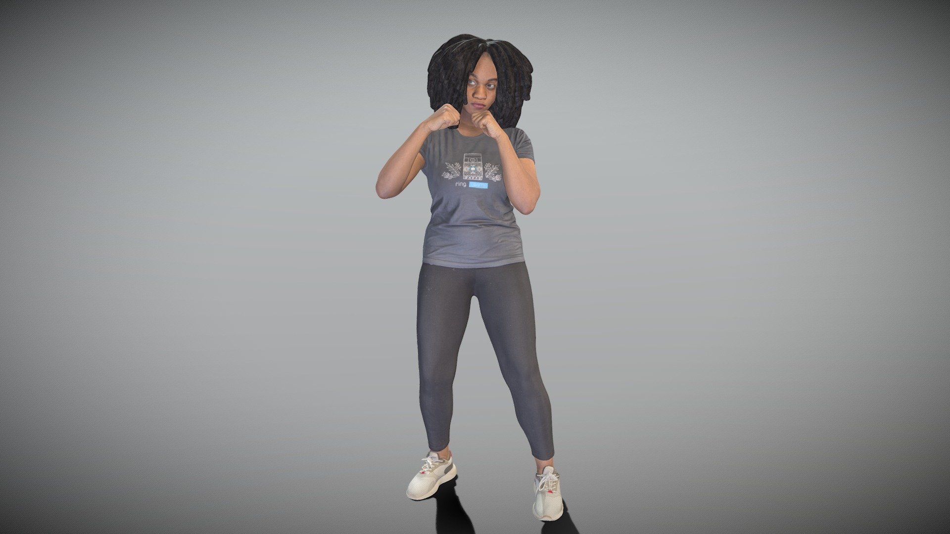 This is a true human size and detailed model of a sporty beautiful young woman of African appearance in sportswear. The model is captured in casual pose to be perfectly matching for variety of architectural visualizations, e.g. sport ground, gym, boxing ring, park, VR/AR content, etc.

The product is ready both for immediate use in architectural visualisations, or further render and detailed sculpting in Zbrush.

Technical characteristics:




digital double 3d scan model

decimated model (100k triangles)

sufficiently clean

PBR textures: Diffuse, Normal, Specular maps

non-overlapping UV map

Download package includes Cinema 4D project file with Redshift shader, OBJ, FBX files, which are applicable for 3ds Max, Maya, Unreal Engine, Unity, Blender, etc.

You may find some of our 3d models in free access on SketchFab https://sketchfab.com/deep3dstudio/collections/sample-basic-3d-models

New 3d models every day! - African young woman in boxing pose 292 - Buy Royalty Free 3D model by deep3dstudio 3d model