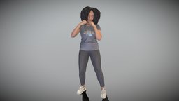 African young woman in boxing pose 292 scanner, archviz, scanning, people, sports, fitness, vr, african, boxing, realistic, woman, beautiful, realism, scann3d, pretty, peoplescan, femalecharacter, african-american, sportswear, boxing-ring, photoscan, realitycapture, character, photogrammetry, pbr, female, human, deep3dstudio
