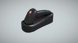Black Barcode Scanner Gun scanner, electronic, code, machine, barcode, lowpoly, gameasset, gameready