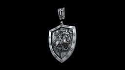 Saint George pendant warrior, jewelry, pendant, saint, silver, george, christian, brooche, shield