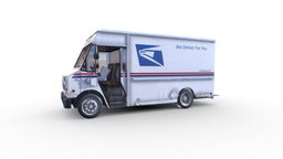 USPS Post Truck truck, van, heavy, post, delivery, usps, low-poly, game, 3d, vehicle, deliverytruck
