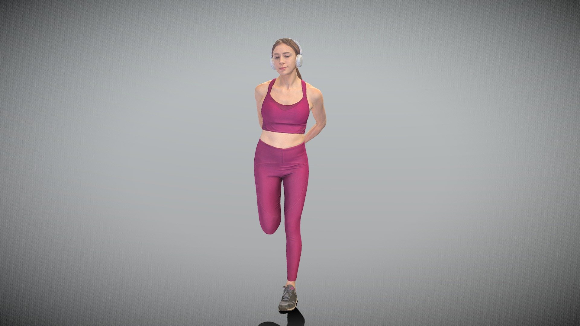This is a true human size and detailed model of a sporty young woman of Caucasian appearance dressed in sportswear. The model is captured in casual pose to be perfectly matching various architectural and product visualizations, as a background or mid-sized character on a sports ground, gym, beach, park, VR/AR content, etc.

Technical specifications:




digital double 3d scan model

150k &amp; 30k triangles | double triangulated

high-poly model (.ztl tool with 5 subdivisions) clean and retopologized automatically via ZRemesher

sufficiently clean

PBR textures 8K resolution: Diffuse, Normal, Specular maps

non-overlapping UV map

no extra plugins are required for this model

Download package includes a Cinema 4D project file with Redshift shader, OBJ, FBX, STL files, which are applicable for 3ds Max, Maya, Unreal Engine, Unity, Blender, etc. All the textures you will find in the “Tex” folder, included into the main archive.

3D EVERYTHING

Stand with Ukraine! - Woman in headphones doing stretching 423 - Buy Royalty Free 3D model by deep3dstudio 3d model