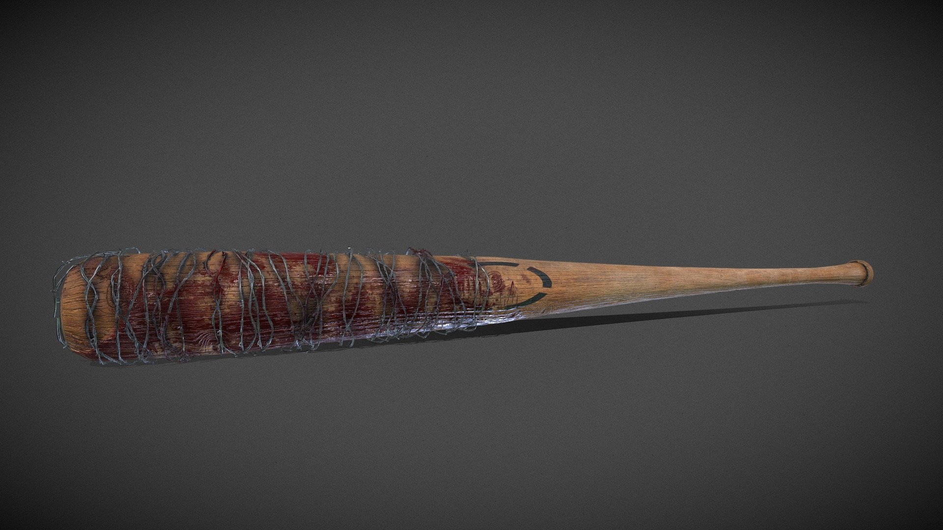A 3D model of Lucile the &lsquo;Vampire Bat' from the walking dead. All textures are free to use. For those who do not watch the walking dead, a baseball bat wrapped in barbed wire used by a character called Negan in an apocolypse 3d model