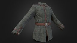 German WW1 Tunic [Model 1907/10 Feldrock] world, clothes, germany, great, first, uniform, the, ww1, tunic, kaiser, first-world-war, blender, 1, war, clothing