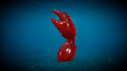 Crab Claw Bishop red, games, set, crab, ocean, chesspiece, reflect, highlight, 3dprint, glass, game, chess, shader, chesspeice, chesset, shadercontrol, noai