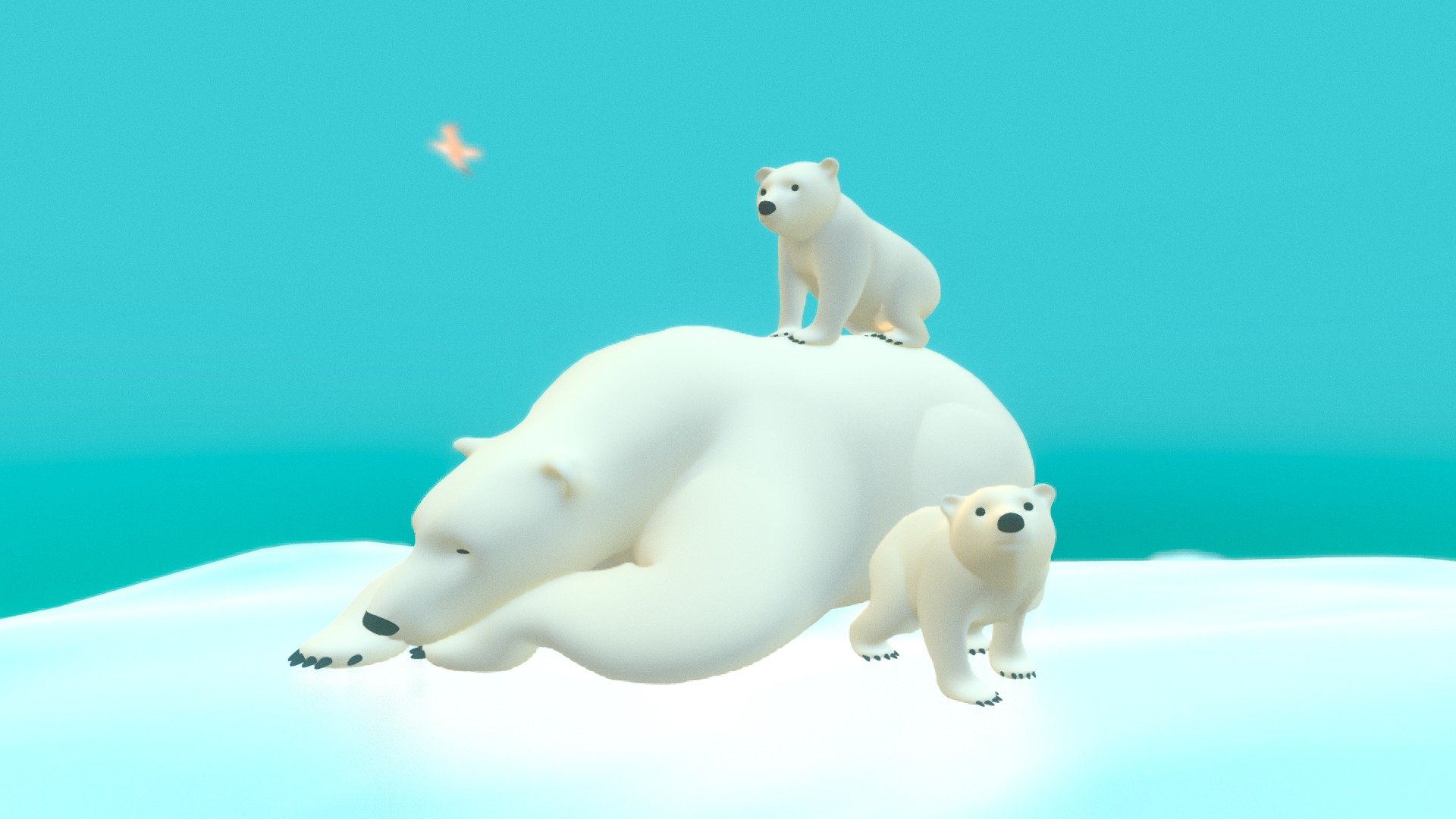 The polar bear. For this largest predator in the world, the melting sea ice is a major threat. The total number is expected to have dropped by 30% in 2050.

Enter the diorama to look at this little family up close! - Polar Bears - 3D model by eVRgreen Studio (@evrgreenstudio) 3d model