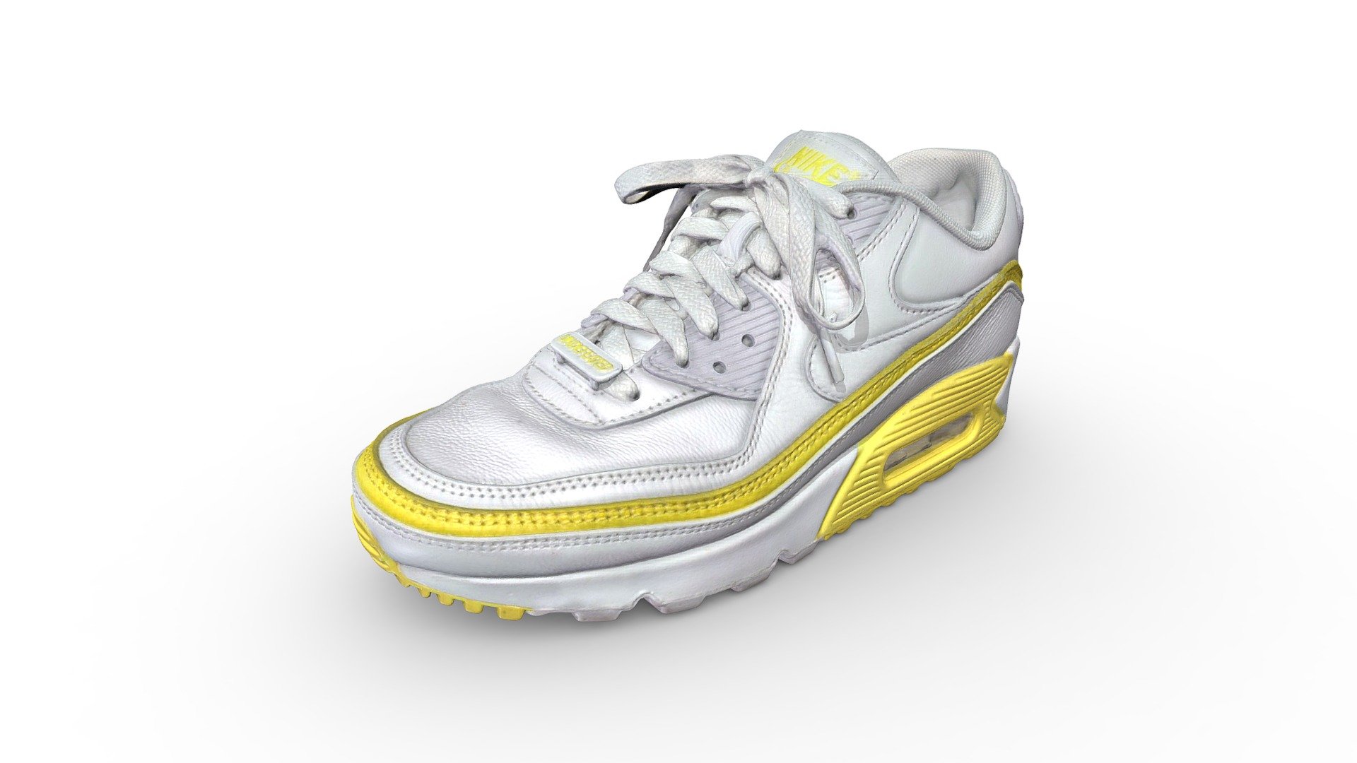 3D scan of a worn Nike Air Max 90 Undefeated White Optic Yellow 3d model