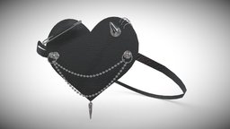 Heart Leather eye-patch💮📷 steampunk, leather, pin, gothic, chain, rivet, eyepatch, vrchat, safety-pins, pank, vroid, vroidstudio