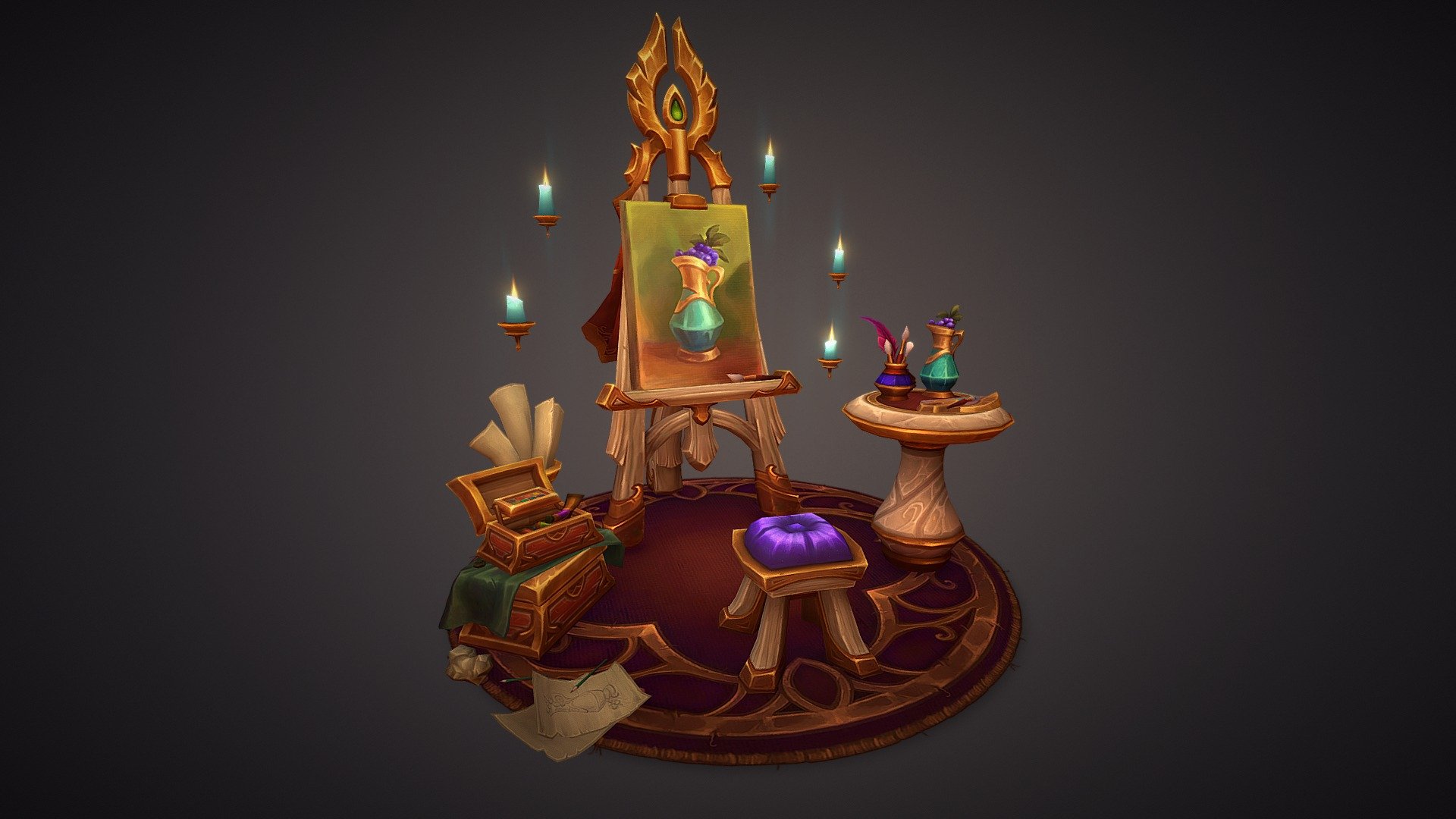 Who else thinks it's time for Blood Elves to score a few new things?! - Still Life - Blood Elf Props - 3D model by Jessica Murphy (@jess.m) 3d model