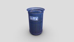 Blue City Trash Can trash, can, enviornment, dirty, bin, substancepainter, substance, pbr, lowpoly, city, street, blue, container