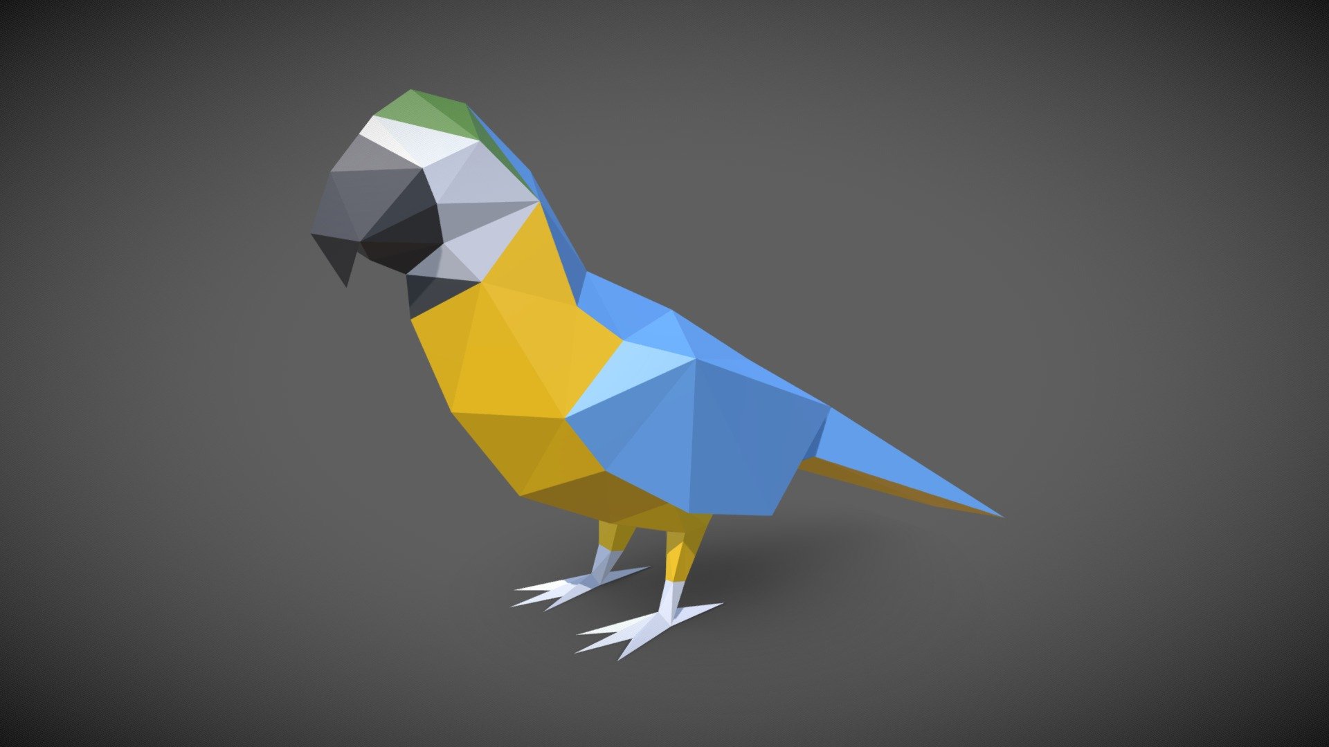 Blue-and-yellow simple geometric statue. Suitable for 3D printing - Bird - Blue-and-yelolow Macaw - Buy Royalty Free 3D model by Łukasz Paraszka (@LukaszParaszka) 3d model