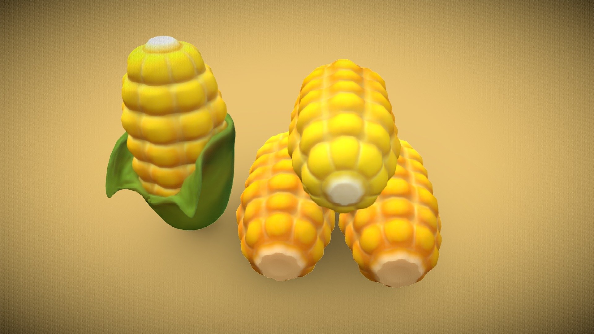 Made in 3DS Max/Zbrush and texture in Substance Painter/Photoshop.

One single corn has 1514 Polygons and the leaf mesh has 937 Polygons, so in total the corn mesh has 2451 Polygons.

Included maps:

• Diffuse

• Normals

• Roughness

• Ambient Occlusion

• Subsurfacing Scattering map 3d model