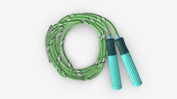 Green skipping fitness, gym, equipment, exercise, rope, handle, training, skip, jumping, cord, skipping, 3d, pbr, sport