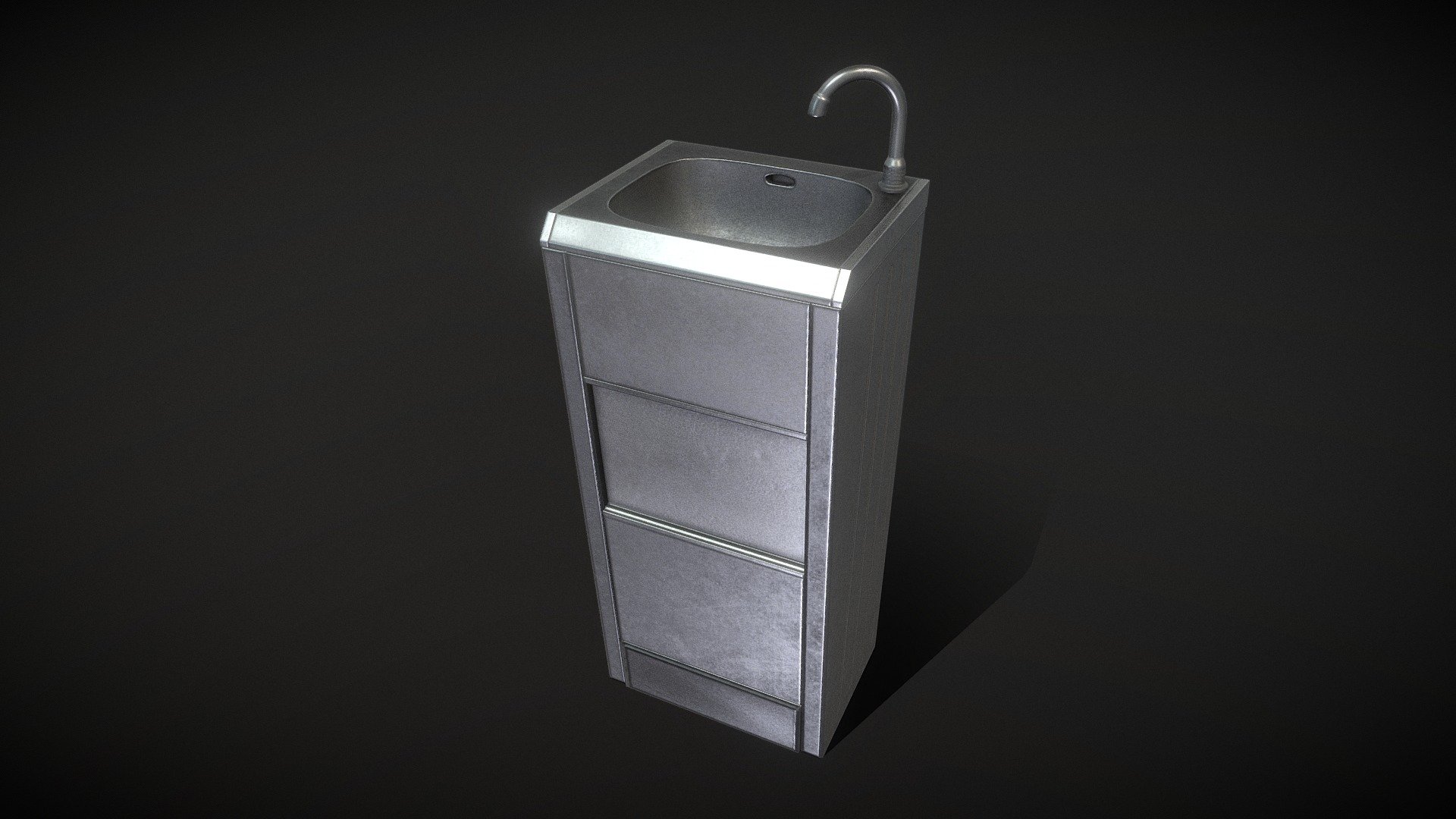 Low-poly and pbr-textured public metal sink 18 compact.



PBR-textures in 4K



Made with the modular washbasin construction kit.







Name - 18-Public-Metal-Sink-Simple-Compact-5-Stand- 

Dimensions -  0.433m x 0.367m x 1.122m



Vertices = 1223 


Edges = 3548
Polygons = 2348


3D model formats: 


Native format (*.blend)
Autodesk FBX (.fbx)
OBJ (.obj, .mtl)
glTF (.gltf, .glb)
X3D (.x3d)
Collada (.dae)
Stereolithography (.stl)
Polygon File Format (.ply)
Alembic (.abc)
DXF (.dxf)


3d-modelled and pbr-textured by 3DHaupt in Blender-2.92 - Public Metal Sink - 18 - Compact - Buy Royalty Free 3D model by VIS-All-3D (@VIS-All) 3d model