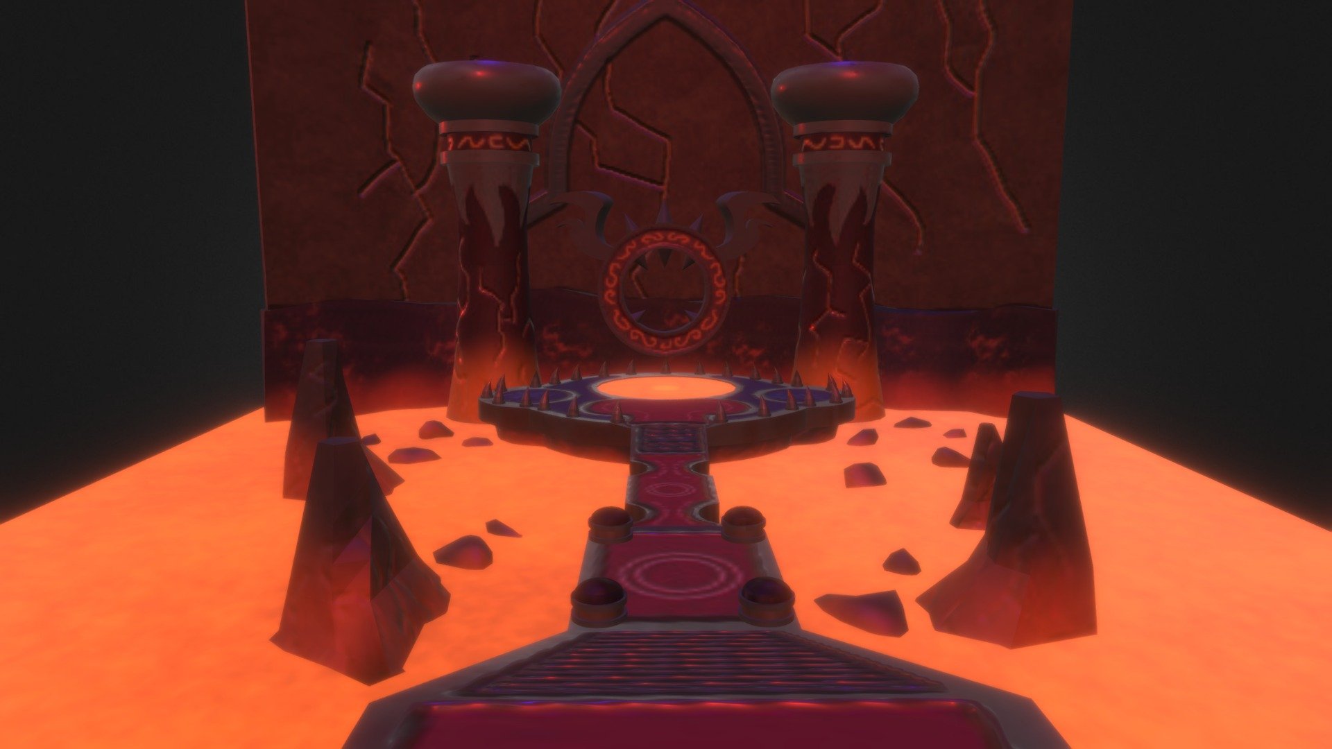 This is my attempt at modelling World of Warcraft's Sulfuron Keep from the Firelands raid.
This model was created for a college project so any feedback would be greatly appreciated!

And just as a side note: I am aware that the underside of the model and the fact that the platform is poking out from the lava does look rather unusual, however the main reason for this is because I wasn't originally planning to upload this scene as a physical model that could be viewed from any perspective, instead, once the model was completed, I intended to take a single, static render of the scene as if it were looking through the eyes of a player, and uploading that image to my Artstation account, meaning that I wasn't really focussing on any of the areas of the model that wouldn't be seen within the final render. Usually fixing this wouldn't be an issue, but because I had already started texturing before making changes to the physical models, I was already unfortunately at the point of no return 3d model