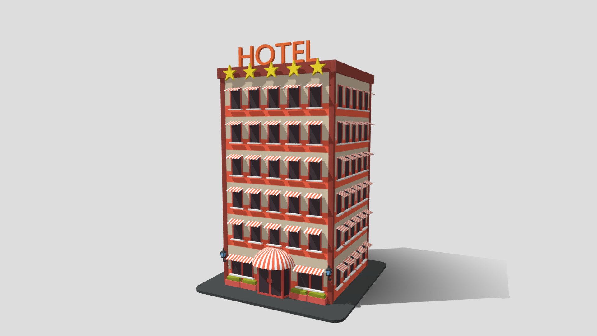 Low poly Hotel 3 part of lowpoly city pack - Low poly Hotel 2 - Buy Royalty Free 3D model by assetfactory 3d model