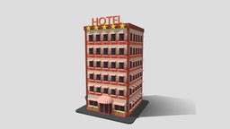 Low poly Hotel 2 hotel, props, lowpoly, city, building, acommodation