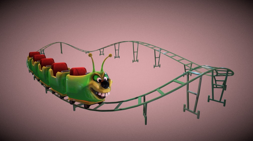 Animated low poly in-game prop for school project, triggered inside UnityEngine. Carnival kiddie-coaster. 3dsmax, Mudbox, Photoshop 3d model