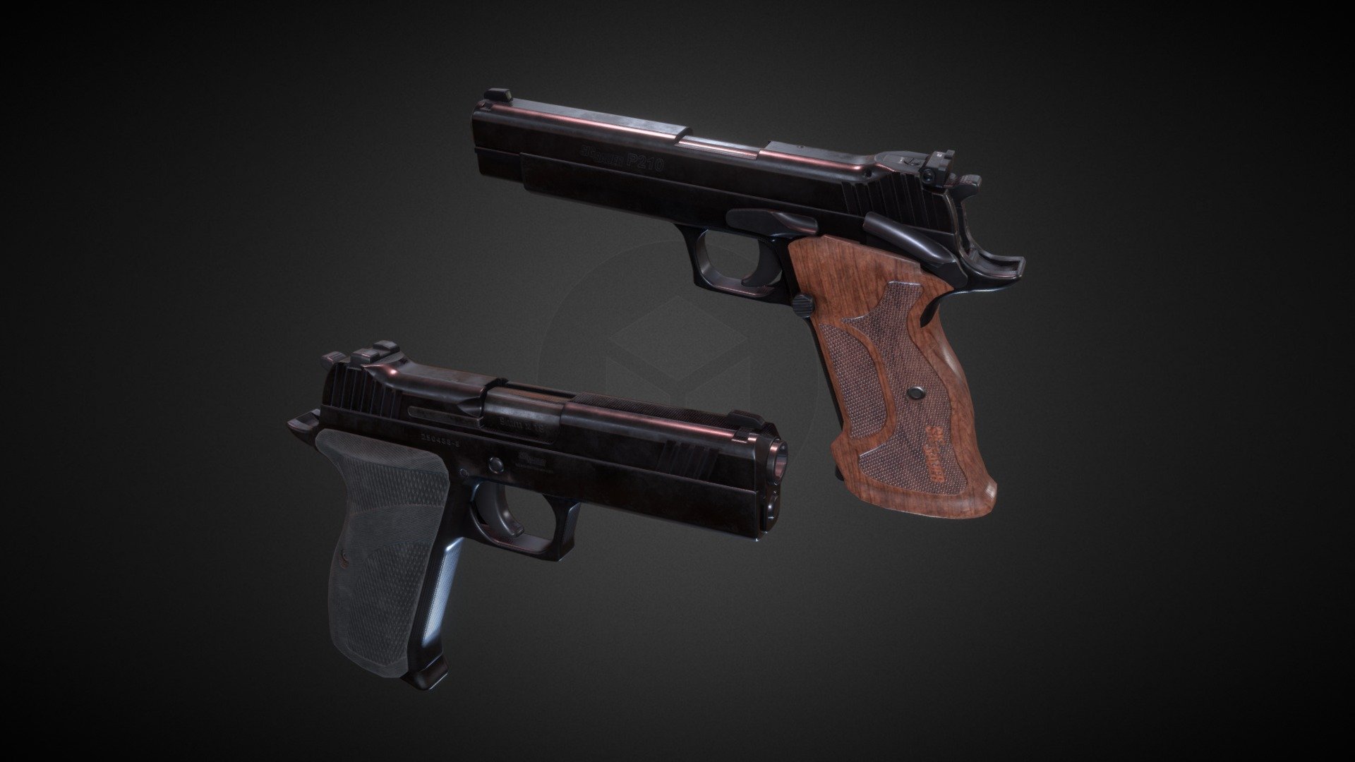 Updated version of popular P210 pistol from Sig Sauer. With two version to choose. Brand new Carrier variant and more classic Target with wooden grip and longer barrel.  

Both models are rigged and have 2 PBR materials in 4K. Black and stainless steel colors available.

Tris:14.5K

Verts: 7.3K  

Made in Blender 3d model