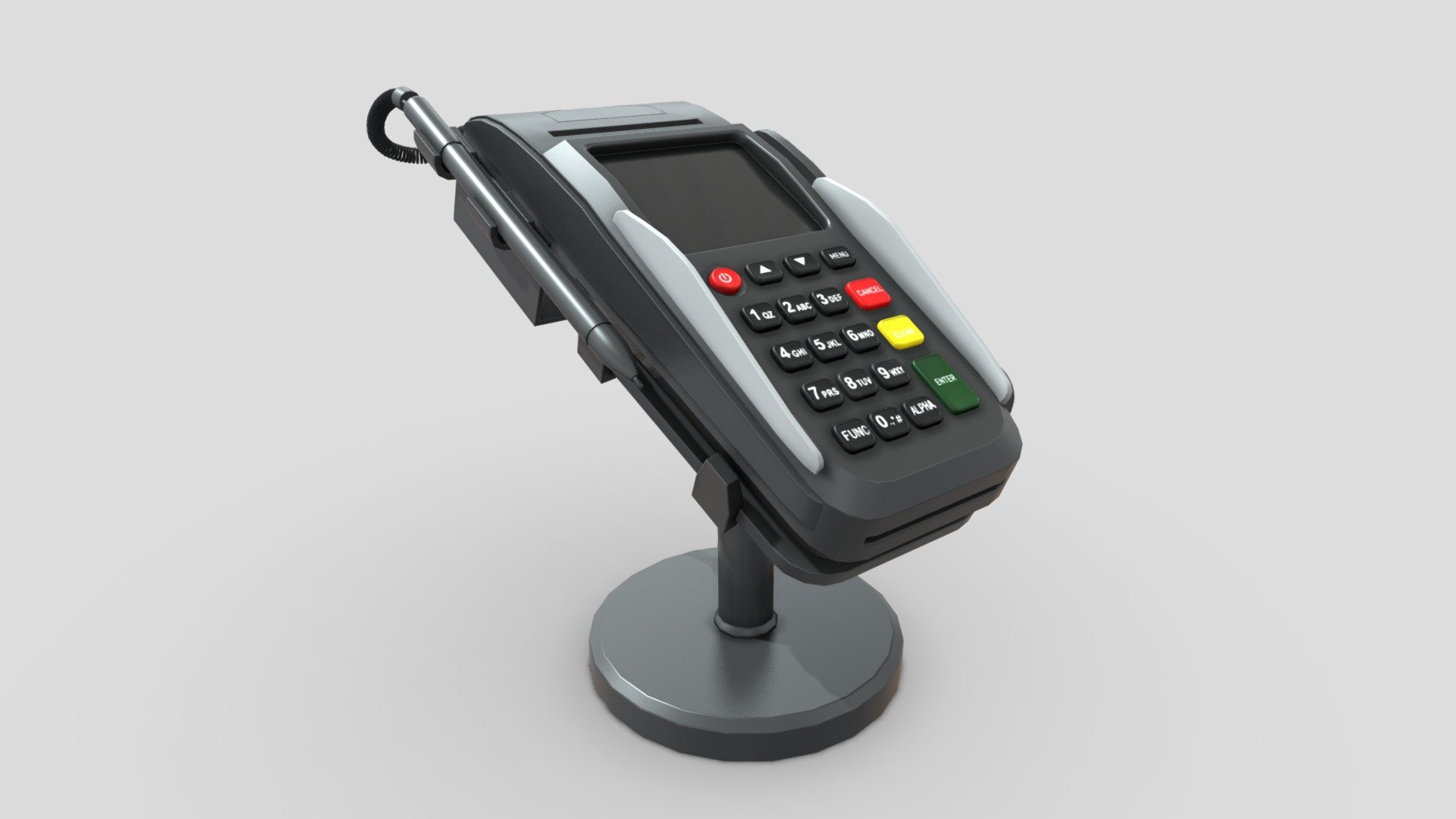 POS Payment Terminal 3D Model by ChakkitPP.




This model was developed in Blender 2.90.1

Unwrapped Non-overlapping and UV Mapping

Beveled Smooth Edges, No Subdivision modifier.


No Plugins used.




High Quality 3D Model.



High Resolution Textures.

Polygons 12681 / Vertices 13115

Textures Detail :




2K PBR textures : Base Color / Height / Metallic / Normal / Roughness / AO

File Includes : 




fbx, obj / mtl, stl, blend
 - POS Payment Terminal - Buy Royalty Free 3D model by ChakkitPP 3d model