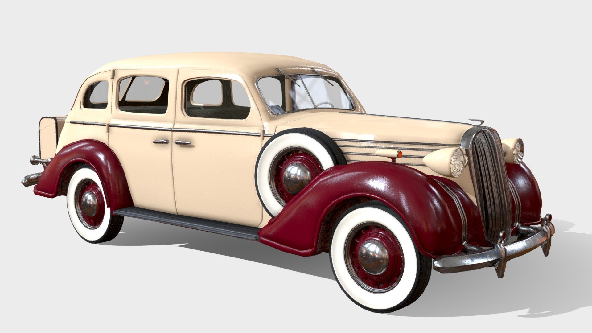 Detailed 3D model of a 1930s American sedan. Mostly inspried by 1936 Chevrolet and Buick, but also parts from DeSoto and Plymouth.

Download includes FBX file, OBJ export file, textures and original .BLEND file, with all separate objects, for easy modification, easy rigging, etc.

Model is not triangulized, to preserve ease of editing.

Doors can open, wheels can spin!
Textures from CC0 material library at ambientcg.com as well as some from textures.com

For any sort of customization or custom models, as comission, contact me!

at RealRobinMik on Twitter

or roadkillfoxart at gmail - 1936 American Sedan (Buick Based) - Buy Royalty Free 3D model by Libau Media (@robinmikart) 3d model