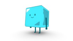 Ice Cube cube, autodesk, toon, ice, outlines, maya, character, handpainted, lowpoly, noai