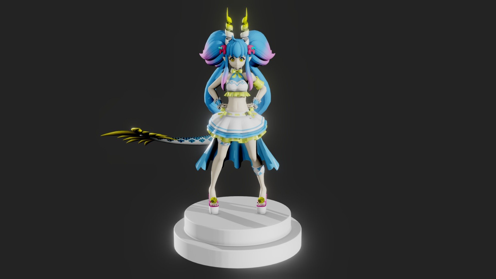 Fan-art of Siren from Dragalia Lost by Cygames / Nintendo. Modeled, textured, rigged, and animated by me. Game-ready and animation-ready model 3d model