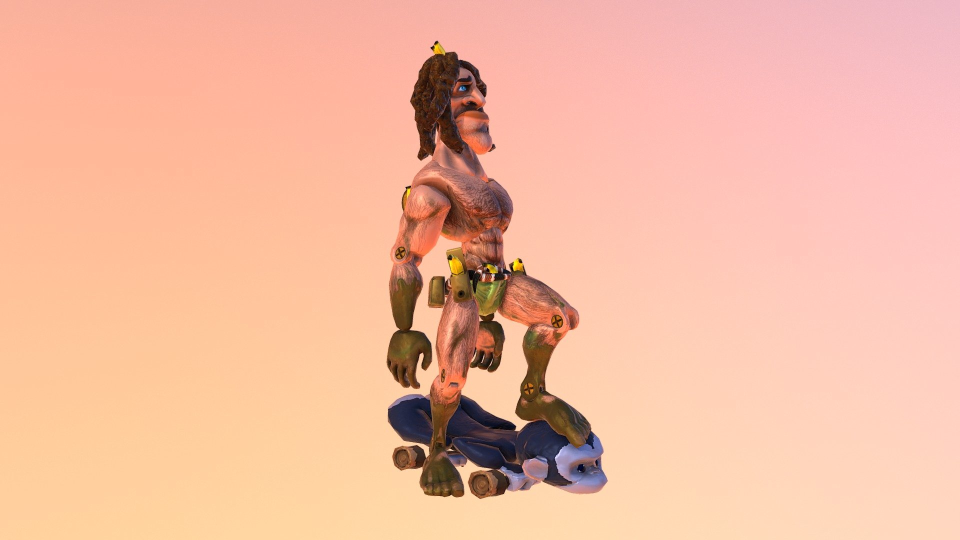 Jungle Cedar is an adventurous type! Raised by the apes, he learned the ways of the apes. Skateboarding is life for them and Jungle cedar became highly skilled! - Jungle Cedar - 3D model by Tom Rutjens (@tom_rutjens) 3d model