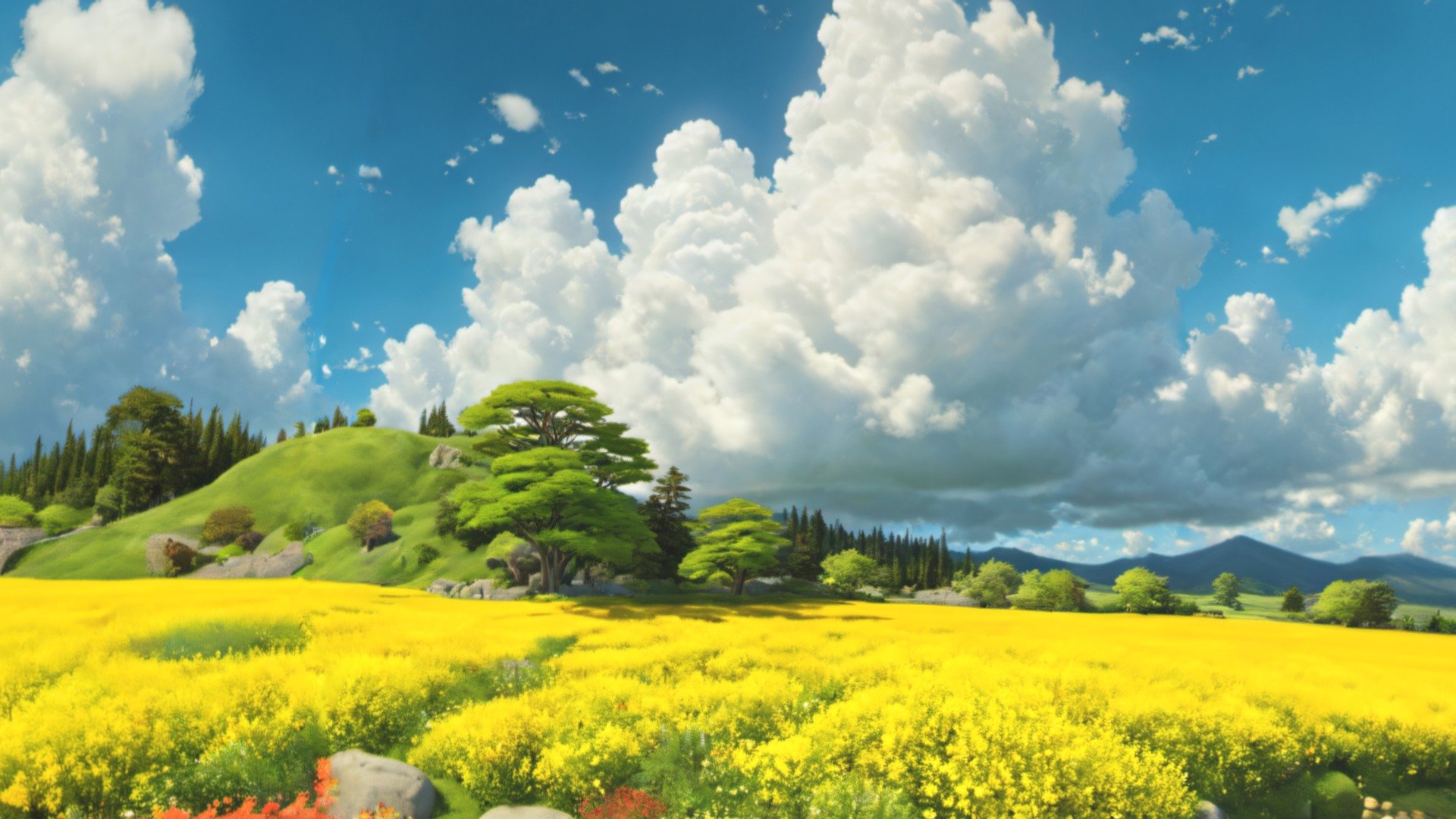 This is an 8k resolution (8192 x 4096) HDRI equirectangular panorama which will help you create 360 degrees Cartoony and Stylized landscapes in different 3d software (Blender, Unreal Engine, Unity, 3dMax and many others). It is perfect for games, virtual reality, 3d renders, movies etc. The image was created with AI and edited in different 2d and 3d software to improve quality, remove seams and make it perfect for any 3d or 2d Cartoon/Stylized project.

The image comes in 2 formats: .hdr and .jpg - HDRI Cartoon Panorama E - Buy Royalty Free 3D model by Ionut81 3d model