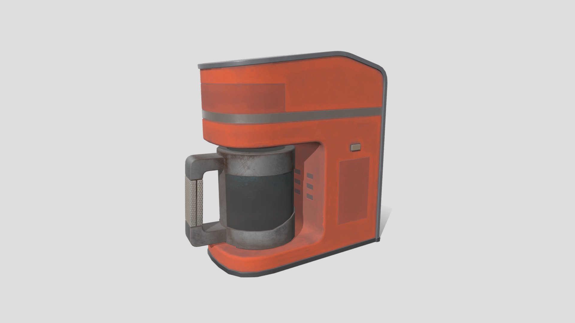 Simple Stylized Dusty Coffee Machine model made in 3ds Max 2022 and textured in Substance Painter

Model details:




Model pack contains .fbx / .max / .blend and .obj file formats

Textures aren’t embedded into each format and have to be plugged in manually

Nothing is rigged, nothing is animated

Fbx files are provided for 2014/2015, 2016/2017 and 2020 fbx versions

Model doesn’t have any overlapping UVs, there's no overlapping geometry

Model is split into 3 elements (button, coffee machine, coffee flask) which share a single UV map. Cup is centered to the middle of its bottom part, same goes for coffee machine, button is centered to its middle)

Textures come in a single 8bit 4k UV set

Texture pack contains .png textures of 4 color schemes optimized for Arnold, Vray, Corona, UnityHDmetal + .png/.jpeg and .targa files optimized for UE4

Make sure to contact me if you want more details or some minor adaptations to the model.

As usual: best wishes and have a nice day!:D - Stylized Dusty Retro Sci-fi Coffee Machine - 3D model by Art-Teeves 3d model