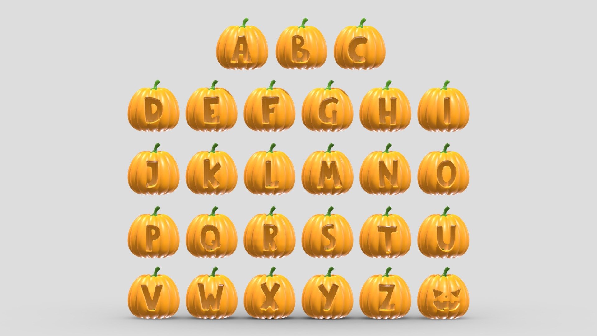Hi, I'm Frezzy. I am leader of Cgivn studio. We are a team of talented artists working together since 2013.
If you want hire me to do 3d model please touch me at:cgivn.studio Thanks you! - Pumpkin Alphabet - Buy Royalty Free 3D model by Frezzy3D 3d model