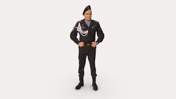 Man in black devils army uniform 0901 soldier, people, posed, officer, miniatures, realistic, strongman, character, 3dprint, 3d, model, scan, man, military, polygon, serviceman