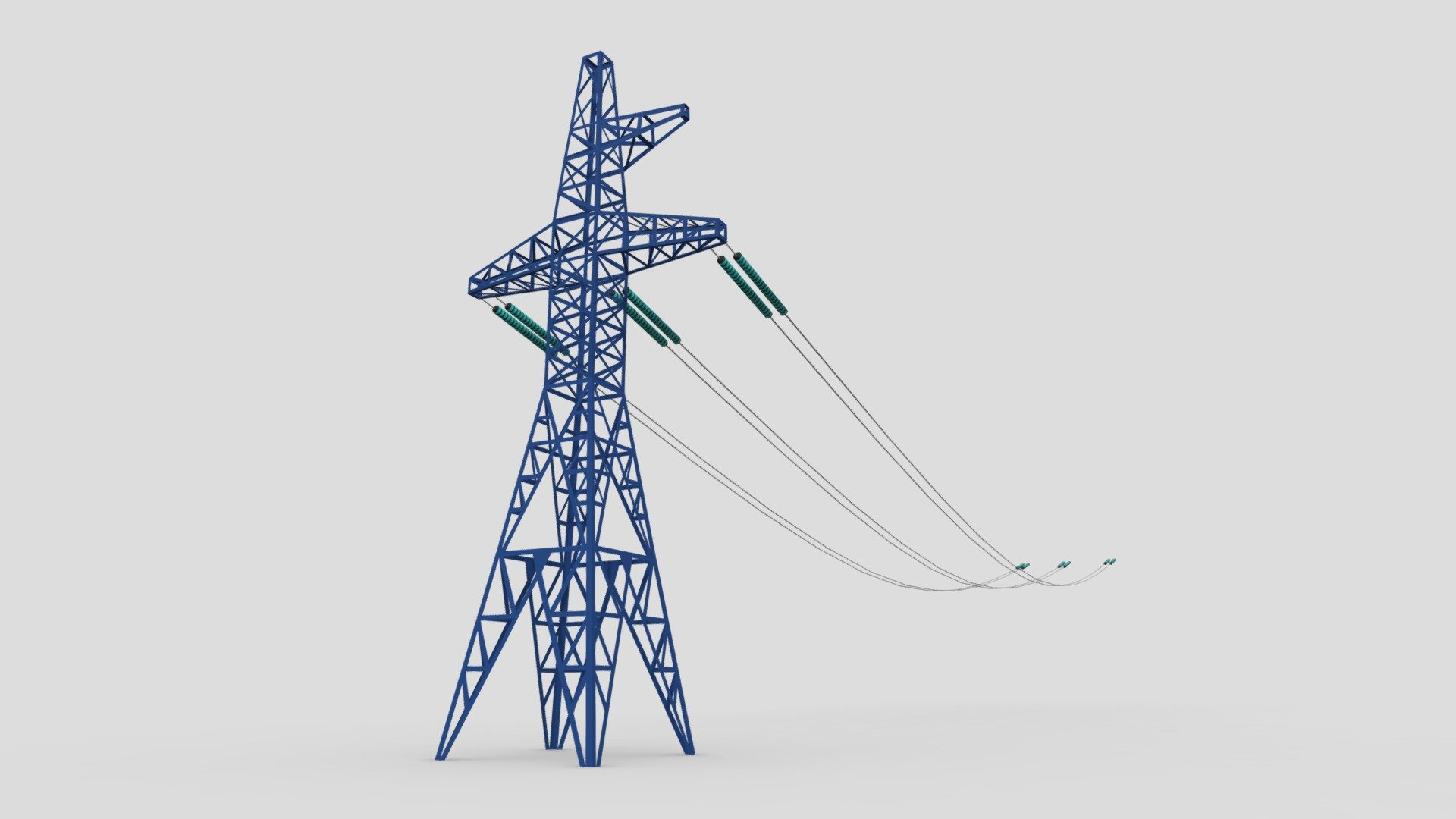 Low-poly high voltage transmission line tower (tileable). Game engine ready 3d model