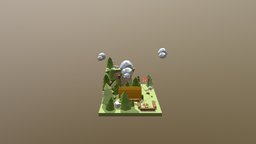 Fire Camp camping, diorama, unity, unity3d, lowpoly