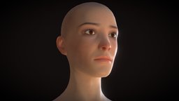 Bald Girl Head [PBR] face, staffpick, 2k, realistic, head, woman, bald, 2048, physical-based, physically-based, female-head, substancepainter, substance, girl, 3dsmax, pbr, female, human, female-model, skin