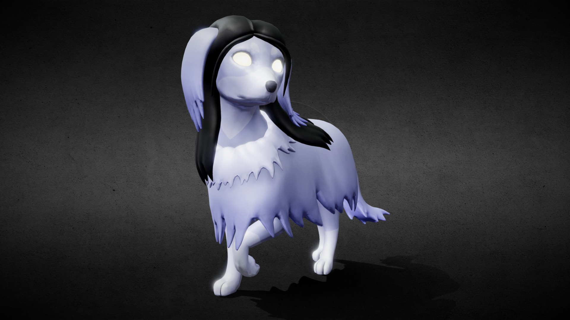 a fanmade custom pokemon based on the evilution, this is the ghost type, created by using a saluki dog as a base with traits of the Yurei, a sort of japanese white lady ghost 3d model