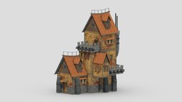 Medieval Building 06 Low-poly PBR Realistic kit, castle, wooden, historic, cottage, element, residential, medieval, unreal, fantastic, ready, window, vr, ar, aaa, hut, old, real, tudor, cityscape, ue4, kitbash, settlement, townhouse, unity, architecture, asset, game, 3d, low, poly, stone, house, city, building, fantasy, village, door