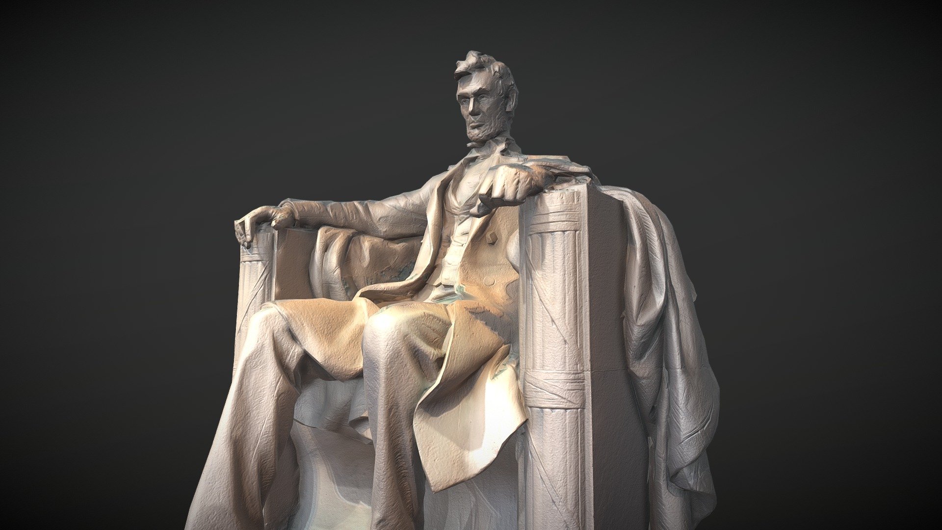 Lowpoly version of this one.

Lincoln Memorial - National Mall, Washington, D.C.

3D model from 231 ground shots in regular visit last 12-28-2019, texture issues on higher spaces for lack of info (my hands don't reach more! xD) The pedestal height is 3.2 meters, approx. Then comes Lincoln, with 5,8 meters&hellip; 9 in total. It's a little&hellip; huge). Some post-processing, just to clean it and make an available highpoly version to 3D print, and later some optimization for this lowpoly version. 

 - Lincoln Memorial - Washington, D.C. (LP) - Buy Royalty Free 3D model by Zoilo (@iliedom) 3d model