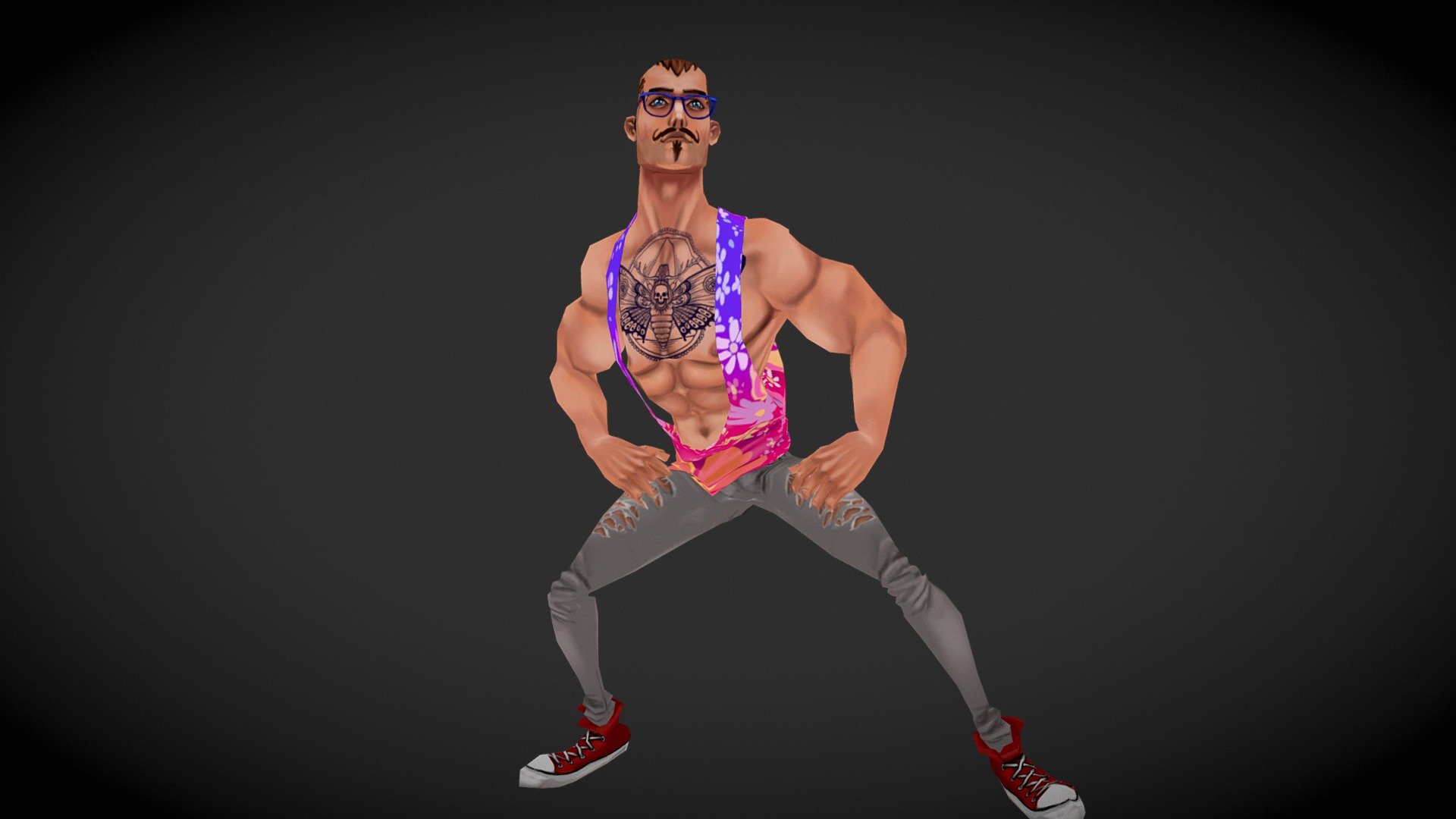 a low poly hipster character, i wanted to test the mesh with an animation and i thought dancing would be a fairly good way to check the model for defects. 

also i thought it would be funny.

autorigged and animated in mixamo - Hipster Dance - 3D model by terrordactil 3d model