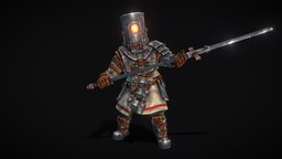 Diver Knight armor, post-apocalyptic, medieval, 3dcoat, heavyarmor, diving-helmet, character, handpainted, low-poly, blender, lowpoly, blender3d, stylized, knight, gameready