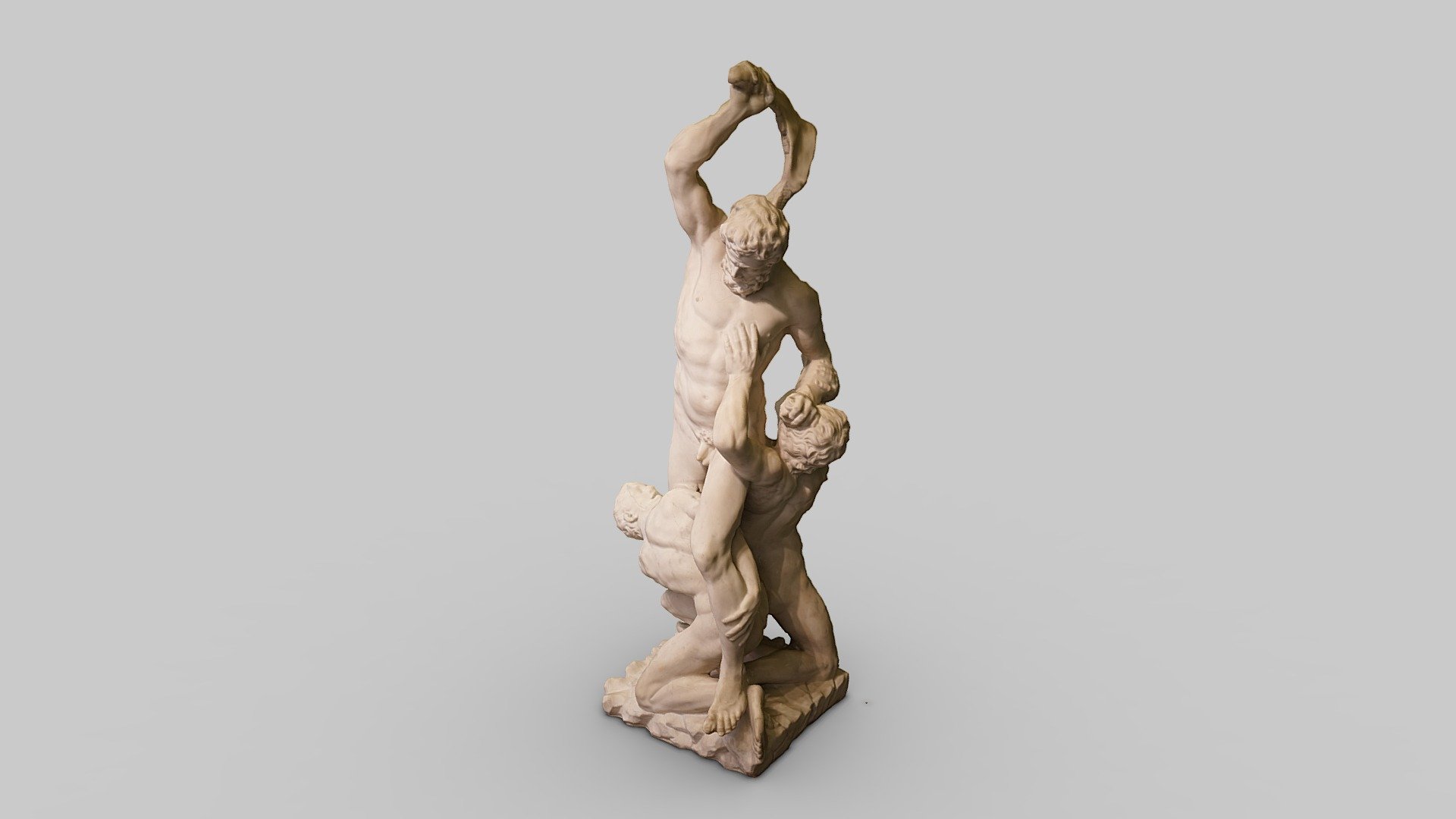 A marble statue of Samson killing two Philistines with a jaw bone. From Florence and now in Sculpture (Room 25), The Victoria and Albert Museum, London.

Date: 1749.

https://collections.vam.ac.uk/item/O94079/samson-and-the-philistines-figure-group-foggini-vincenzo/

171 photos take in November 2022 with a Sony a7R III and processed in Reality Capture 3d model