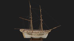 1977-805 Model of two-masted sailing ship