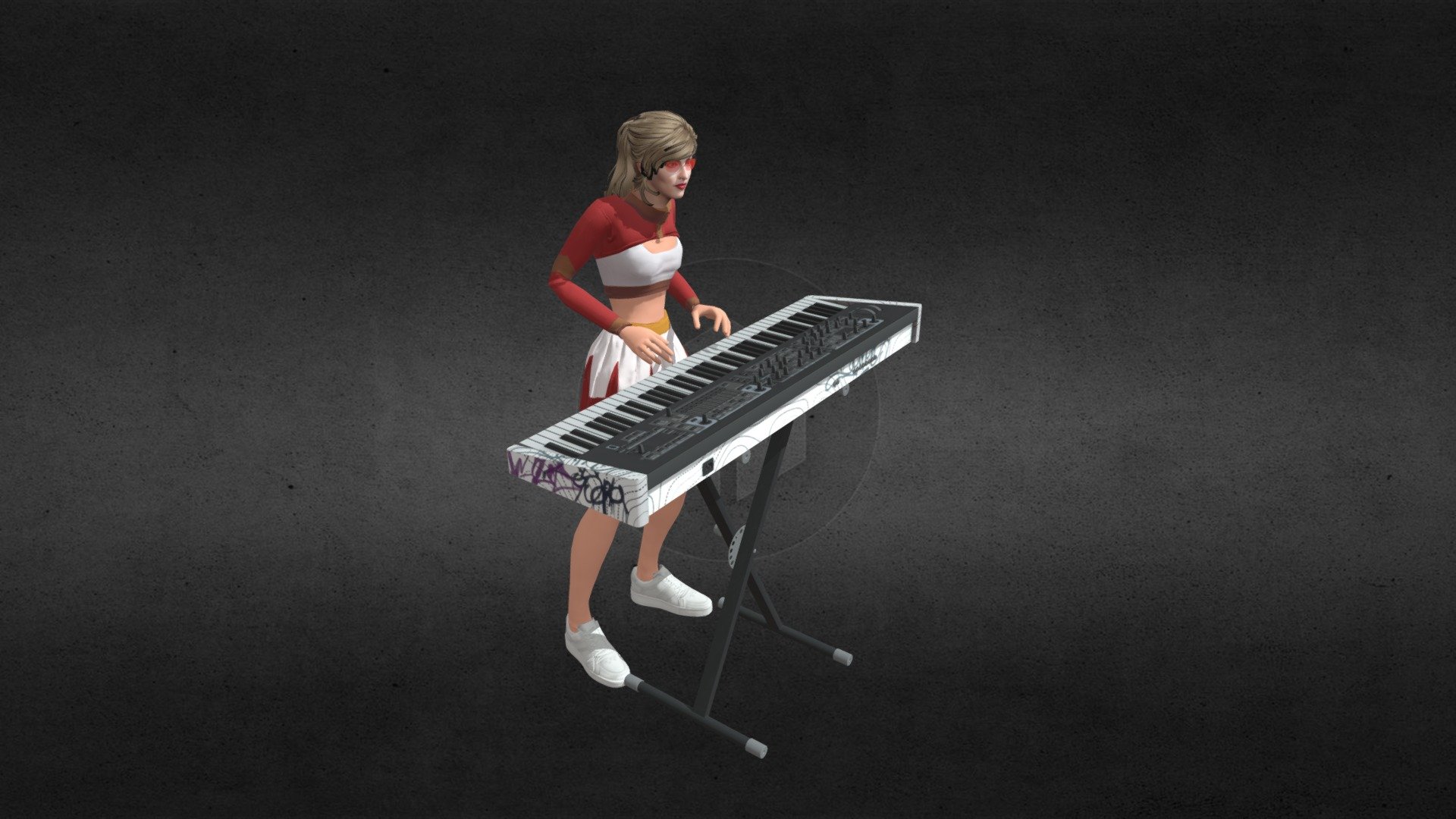 A musicians female piano keyboard portable players with part of group band woman female - Girl Female Keyboard Player - Buy Royalty Free 3D model by imanboer 3d model